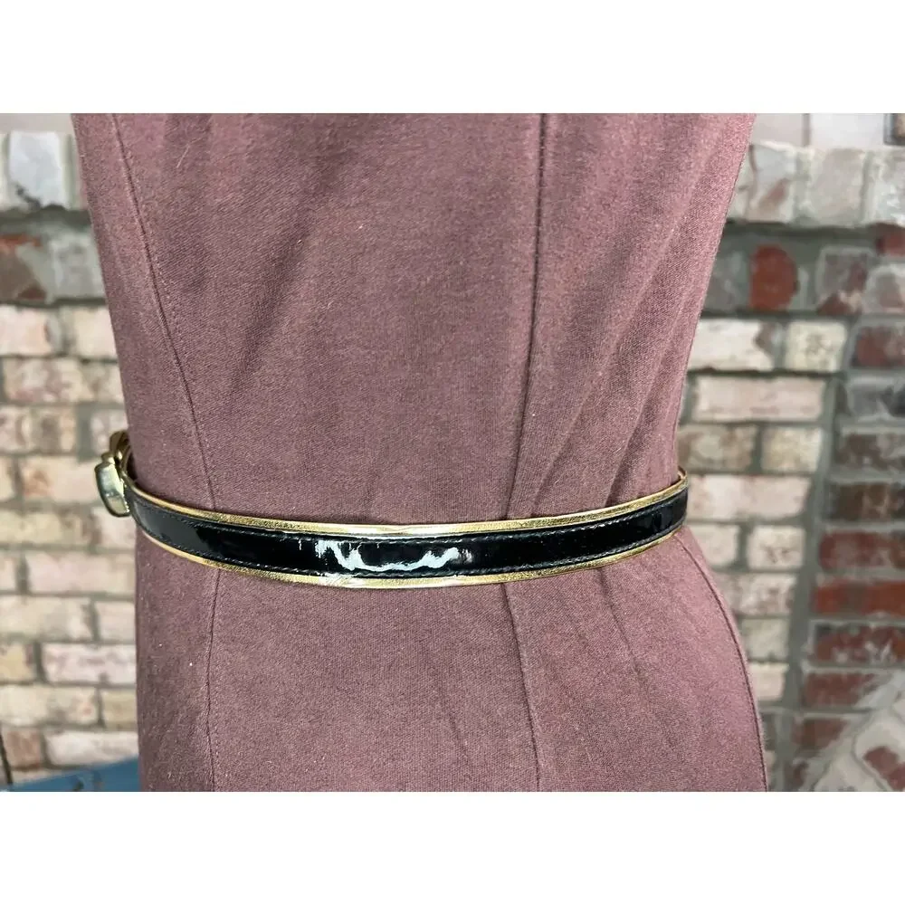 belt bow buckle black gold vegan leather